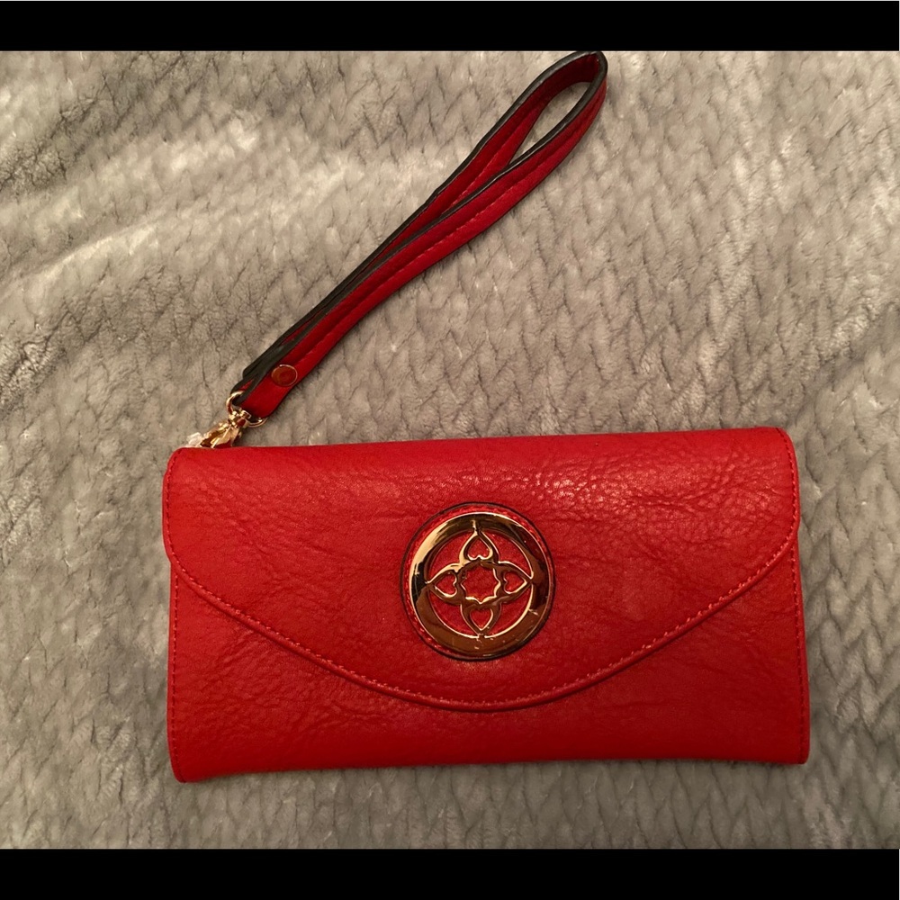 NWOT Red Wallet with Wrist Strap